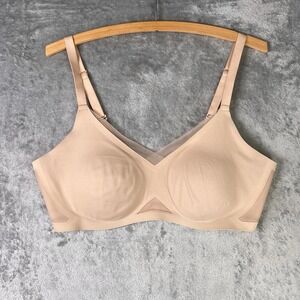 Honeylove Bra Womens Sz L Tan Sand LWBRO302-2 Crossover Smooth Wirefree Padded